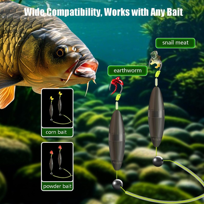 AMHDV Anti-Bottom Double Hooks, Pre Tied Fishing Hook with Floats