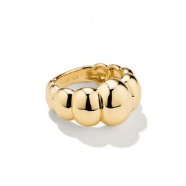 NOKMIT Gold Chunky Dome Ring for Women - Cute Puffy Statement Band - Bold Gold Silver Tone Croissant Ring - High Polished Smooth Comfort Fit Size 5-10