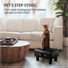 Small Foot Stool with Handle, Black PU Leather Short Foot