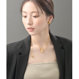 Vingtaine TC105 Teardrop Motif Y-Shaped Long Necklace, Hypoallergenic, Stainless Steel, Gold Bracelet, Stylish, Stainless Steel