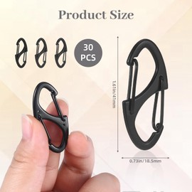 30 Pcs Black Zipper Clips Anti Theft, Zipper Locks for Backpacks Purses Lock for Handbags, Double Carabiner S Clips Anti Pickpocket, Luggage Pull Replacement Pick Pocket Protection Father's Day Gifts