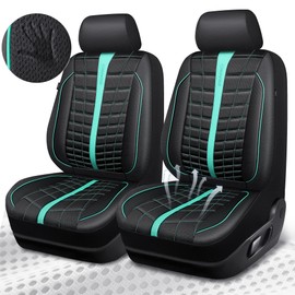 CAR PASS 3D Air Mesh Seat Covers for Car, Leather Car Seat Cover Front Seats, Breathable Foam Premium Leather Mesh Front Seat Covers Universal Fit for Cars Sedans Trucks Vans SUVs, Black Mint