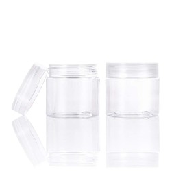 BENECREAT 20 Pack 60ml PET Wide Mouth Plastic Containers Slime Storage Favor Jars with Clear Lid and Leakproof Gasket for Cosmetic Cream Slime Light Clay