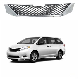 waltyotur Replacement for Toyota Sienna 2011 2012 2013 2014 2015 2016 2017 Front Upper Grille Grill Assembly Chrome Trim & Black