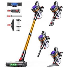 Cordless Vacuum Cleaner, 550W 45KPA 65Mins Vacuum Cleaners for Home, Stick Vacuum with Self-Standing, LED Display & Anti-Tangle Wireless Vacumm, Lightweight Vacuum for Pet Hair Carpet Floor