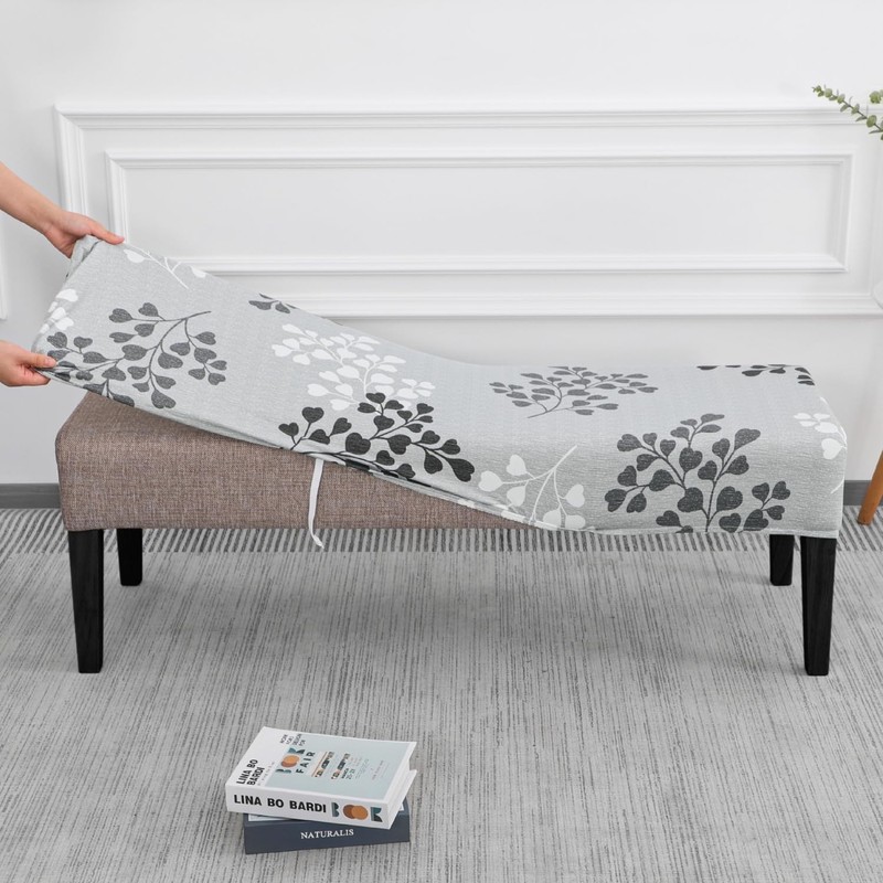 SPRINGRICO Stretch Dining Bench Cover, Removable Bench Slipcover Washable Bench