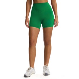 Aoxjox - Pantalones cortos de sirena para mujer con control de abdomen y cintura alta, pantalones cortos para gimnasio, yoga, 5 pulgadas, 6 pulgadas, 7 pulgadas, Verde (Jolly Green), X-Small