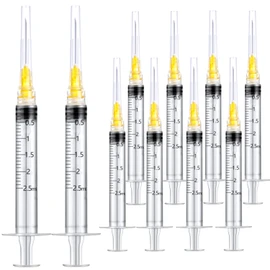 100Pack 2.5ml 2.5cc Disposable Plastic Syringes with 25Ga, Individually Sterile Package