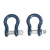Hi-Gear 2 Pack Blue/Galvanized Bow Shackle 7/8" inch D-Ring Rugged