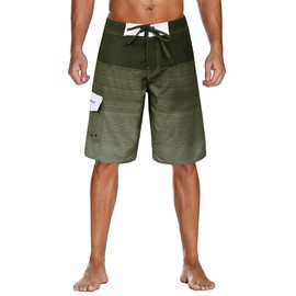 Nonwe Men's Swim Trunks Quick Dry with Pocket Adjustable Waist Board Shorts, Green-343, 28