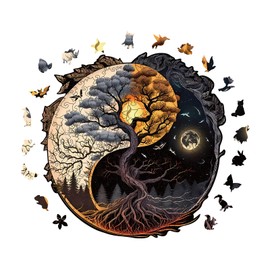 Wooden Puzzle for Adults, Yin Yang Tree Wall Art for Kids, Teens, Teachers, Home Decor (Tree-A)