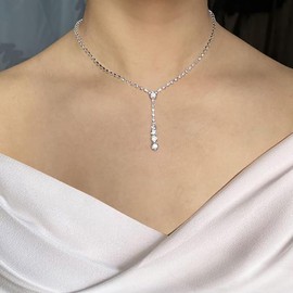 Clataly Bridal Wedding Necklace Earrings Bracelet Set Silver Crystal Bridesmaids Jewellery Accessories for Women Girls, Alloy Steel, Crystal