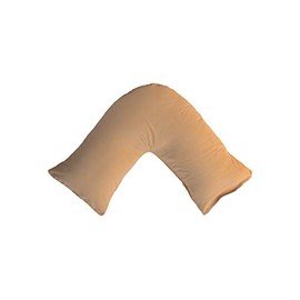 ARLINENS Pack of 2 Plain Poly-Cotton Back & Neck Support V Shaped Pillowcase Orthopaedic/Pregnancy/Nursing Pillow Case Pair- Available in 25 Colours 74 x 34cm (Beige)