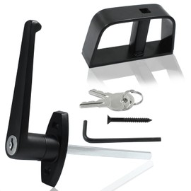 Luomorgo Shed Door Latch L-Handle Lock Kit with 2 Keys, 4-1/2" Stem Storage Barn Shed Door Lock for Shed, Gate, Barn, Garage, Black