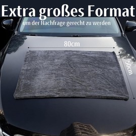 CUEMOON Ultra Absorbent Drying Cloth, 1200 GSM Grey, 50 x 80 cm, Rounded Soft Fibres, Scratch-Free, Extra Large for Lint-Free and Paint-Gentle Microfibre Cloth, Car Care Grey