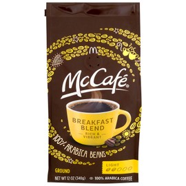 McCafé Breakfast Blend Light Roast Ground Coffee (12 oz Canisters, Pack of 6)