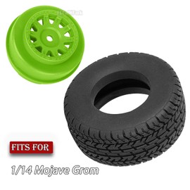 BRCatWPark BRCatWPark RC Front/Rear Wheel Tires for 1/14 Mojave Grom,4pcs RC Tires and Wheel,Green