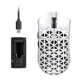 ATTACK SHARK R5 Ultra Carbon Fiber HyperSpeed Wireless Gaming Mouse, 39g Ultralight Mouse, 2.4G/BT/USB-C Wired, PAW3950MAX Sensor, 8000Hz Wireless Sampling Rate, 42000DPI, for Win/Mac - White