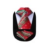 HISDERN Men's Christmas Neckties Festive Holiday Red Tie and Pocket