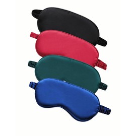 Bepisof 4 Pack Silk Eye Mask,Ultra Soft Satin Sleep Masks for Men & Women,Shading Effect, Zero Pressure and Eco-Friendly, Perfect for Sleeping & Traveling(black, dark green, rose red, and navy blue).
