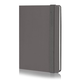 Lanybook A5 leather notebook, in grey, dotted notebook made of apple leather, with practical closure strap, 192 pages