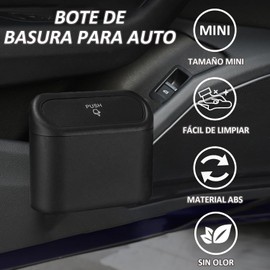 2 Cubo de Basura para Coche con Tapa, Mini Bote de Basura Portátil para Auto, Bote de Basura Impermeable para Coche, Oficina, Hogar, 5 Rollos de Bolsas de Basura