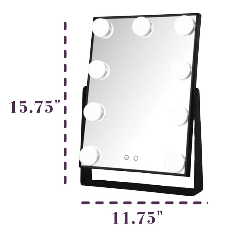 JERDON Lighted Vanity Makeup Mirror with Large Dimmable Bulbs and