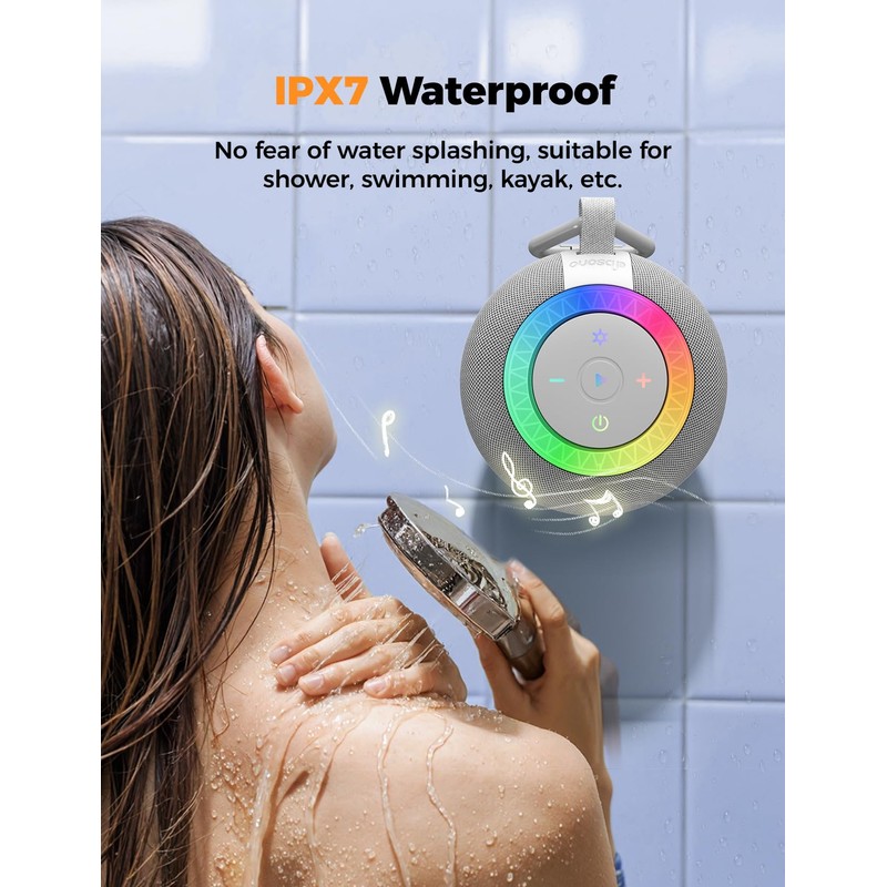 dbsono Portable Bluetooth Speaker Shower Waterproof: IPX7 Loud Sound with
