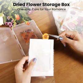 Aboofx 4 PCS Dried Flower Storage Set with Blotting Paper, Ziplock Bag and Desiccant, Flower Preservation Kit - Good Seal, High Capacity to Keep Flower Color and Dry (6.3 x 4.3 inch)