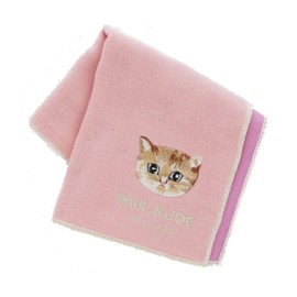 Paul & Joe ACCESSOIRES 107082-0503-01 Ladies' Mini Gauze Handkerchief (Pink) Cat [100% Cotton] Women's Handkerchief 7.9 inches (20 cm), Pink