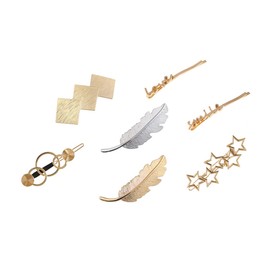 Set of 7 Hair Clips Hair Accessories Feather Star Smile Love Hair Clip Set Blue