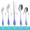 MDEALY 20-Piece White and Blue Silverware Set for 4, 18/0