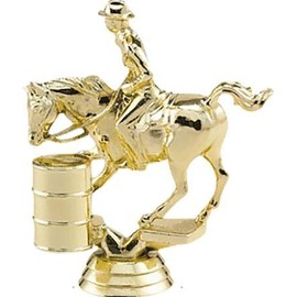 Barrel Race Trophy with Engraving, 6.75" Gold Barrel Race Trophy Award On Deluxe Round Base