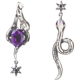 Anna Sui 925 Silver Snake Motif Earrings SAUA0235 AM, Silver, No Gemstone