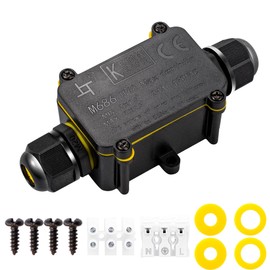 2-Way Cable Connection Box with Quick Connector IP68 2-Way Junction Box Connection Box Power Distributor Waterproof Terminal Box External Distribution Box for Cable Diameter 4 mm - 12 mm, Pack of 1