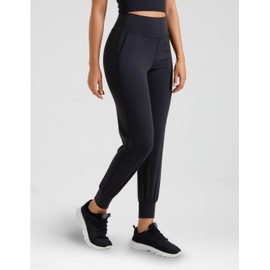 Colorfulkoala Women's Dreamlux Jogger Pants High Waisted Sweatpants Tapered Lounge Pants 28" Inseam Joggers with Pockets Black