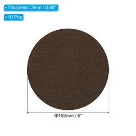 PATIKIL 6 Inch Diameter Lamp Base Felt, 10Pack 2mm Thickness Round Soft Adhesive Non-Slip Anti-Scratch Backed Felt for Lamp Furniture DIY Craft, Coffee