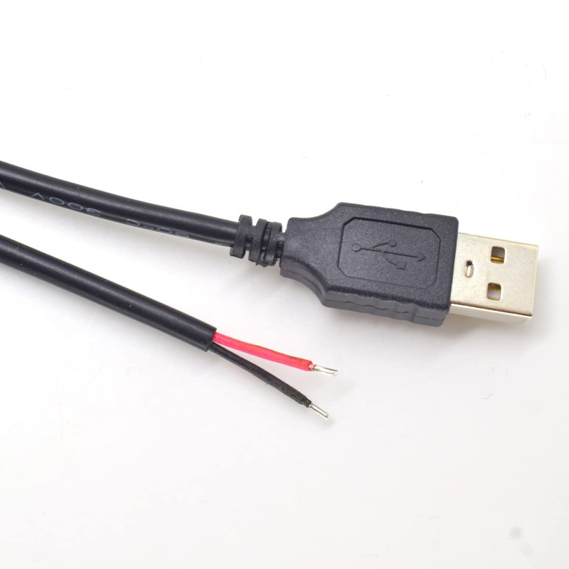 ELNONE 2PCS 20AWG USB Pigtail 2 Wire,0.3M/1FT USB 2.0 Male