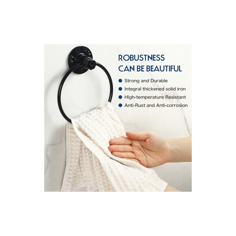Industrial Towel Ring Rustic Pipe Hand Towel Holder Wall Mounted