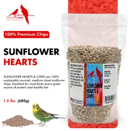 Morning Bird Sunflower Hearts & Chips 1.5 lbs – Premium Bird Seed with High Protein & Fat – Shelled Sunflower Seeds for Pet Birds – Medium Texture, Easy to Feed for All Species