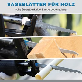 EZARC R931GS Sabre Saw Blades, Set of 5, for Wood, Accessories, for Quick Cuts, 225 mm, 5TPI