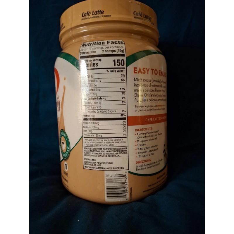 Premier Protein Powder Cafe Latte 30g Protein 100% Whey, 23.9