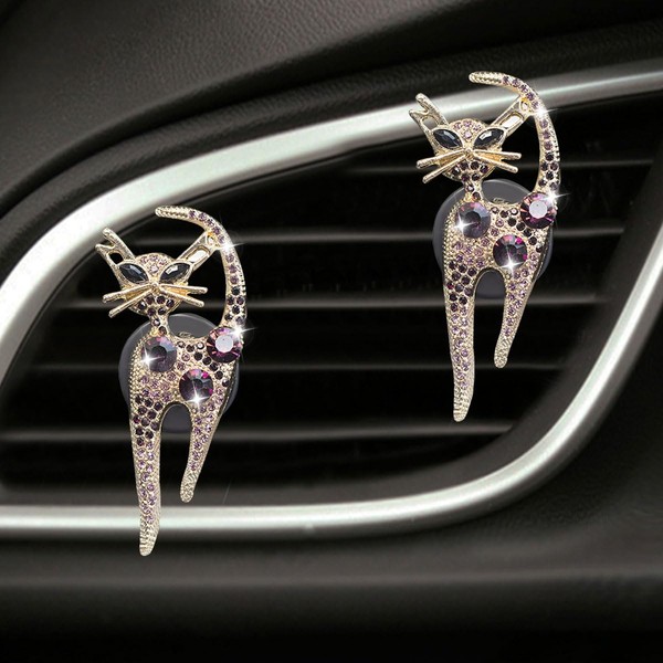 ZIMISI 2PCS Bling Cat Car Air Fresheners Vent Clips, Crystal
