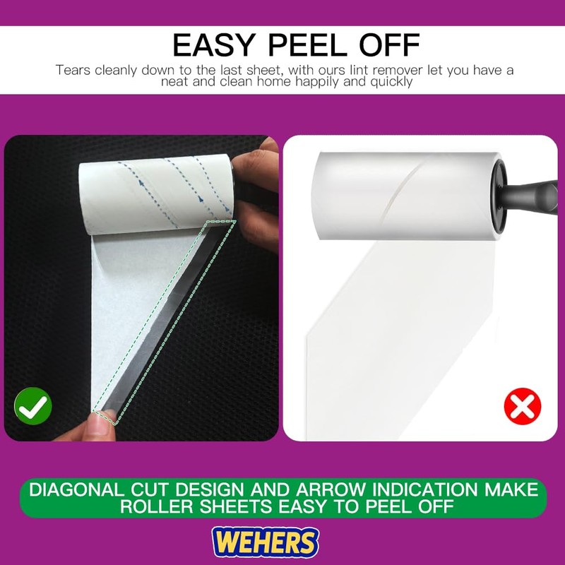 Lint Rollers, 360 Sheets Lint Rollers for Clothes with 6