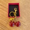ZHLZTYYL 1 pcs Cherry Keychain,Glitter Cherry Bag Charm with Key