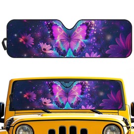 Tupalatus Butterfly Windshield Sun Shade Compatible with Jeep Wrangler JK JL Windshield Shade Bolck UV Rays & Protect Car Interior Heat Shield Windshield Cover