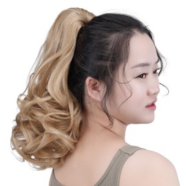 SYXLCYGG Clip Ponytail Blonde Claw Clip Pony Tails Extension Wavy 14" 4.3 OZ Synthetic Like Real Hair Fake Hair pieces Women Easy To Use Yaki Fluffy Like Real Hair