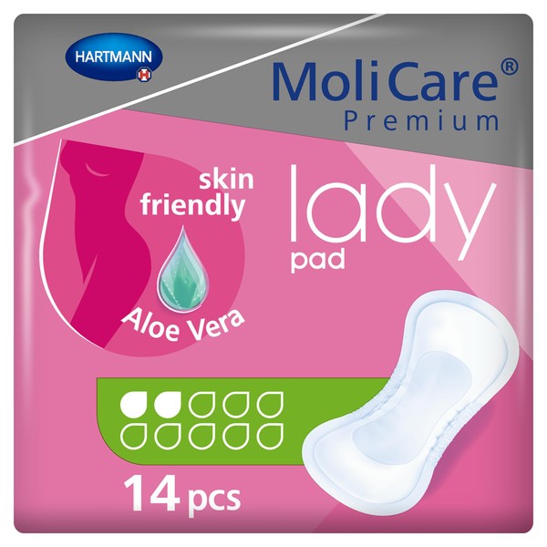 MoliCare Premium lady pad, Inkontinenz-Einlage für Frauen bei Blasenschwäche, Aloe Vera, 2 Tropfen, 1x14 Stück