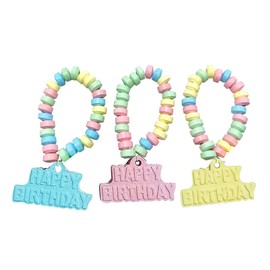 Happy Birthday Candy - 24 Individually Wrapped Bulk Candy Bracelets - Great for Birthday Party Favor Candy - Goodie Bags for Kids - Pinata Fillers - Candy Bar Birthday Colors