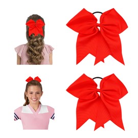 Cheer Bows, Red Hair Bow, Cheer Bows for Cheerleaders, 8 Inch Bows for Girls 2 Pcs Big Red Bow Scrunchies, Softball Hair Bows, Sports Elastic Ponytail Holder School Cheerleader Bows Hair Accessories